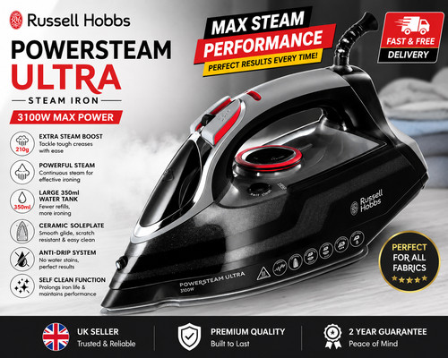 Russell hobbs steam iron 3100w - russell,